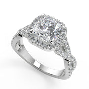 Angelique Micro Pave Halo Infinity Cushion Cut Engagement Ring - Nivetta